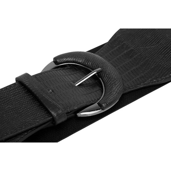 ❤️Women Black Butterfly  Wide PU Elastic Stretch Thick Buckle Waist Belt - Picture 4 of 5